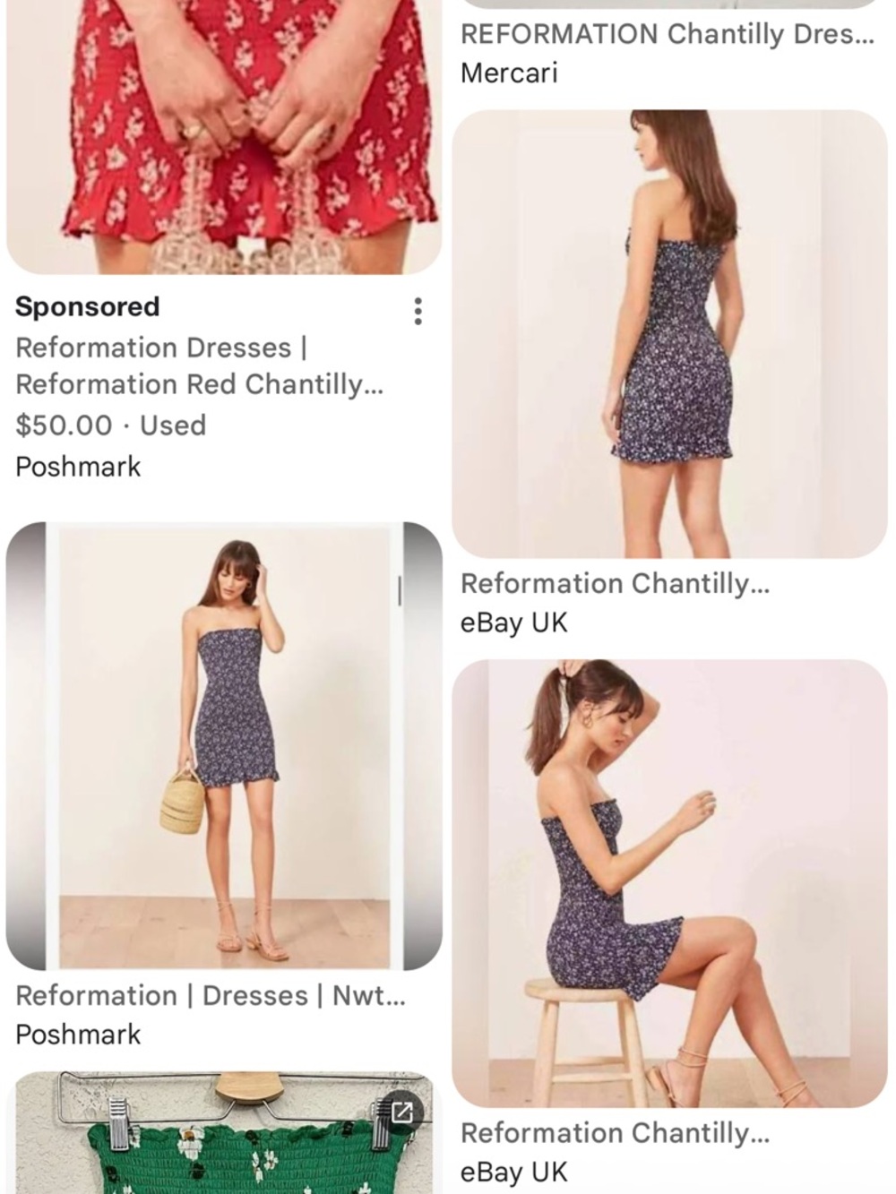 Reformation Chantilly smocked strapless tube dress size small